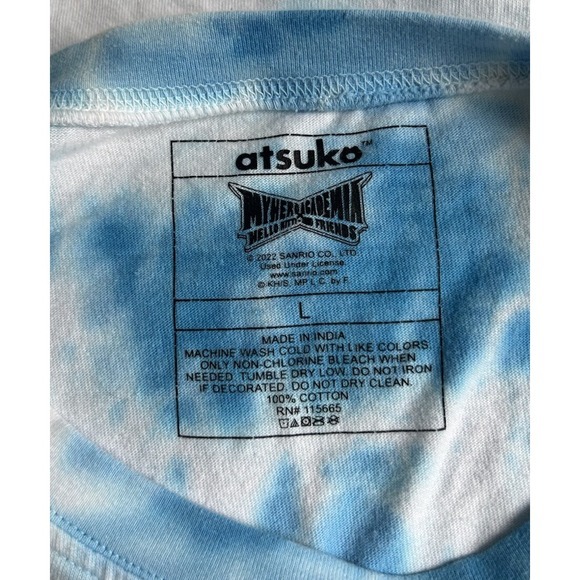 Atsuko Hello Kitty My Hero Academia Men Large Tie Dye Blue Shirt Retro Thrashed — image 7 of 8